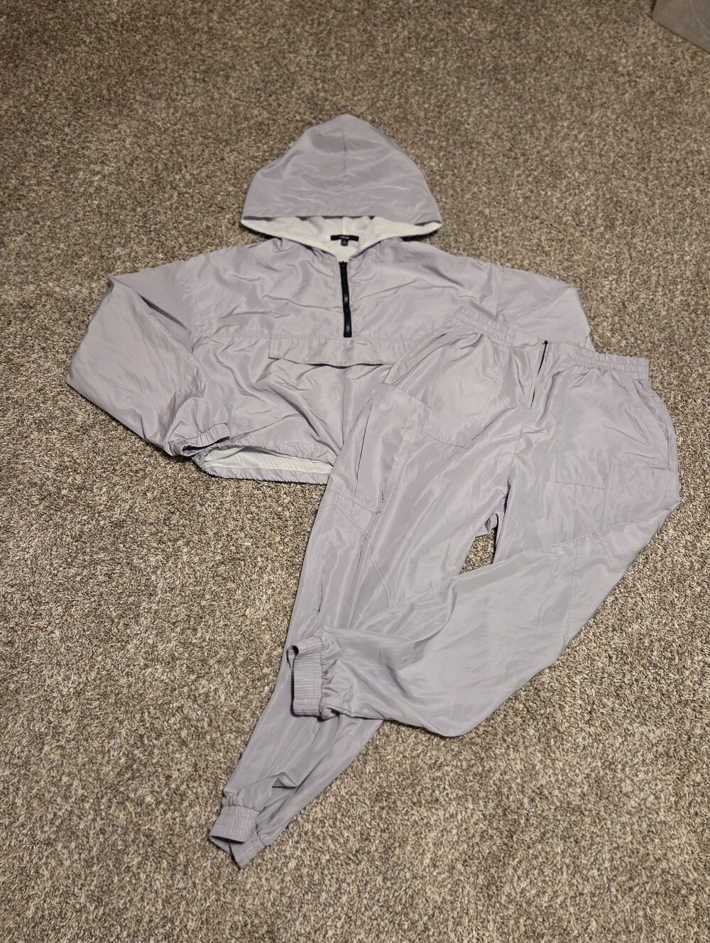 LABIJOU Cropped Half-Zip Windbreaker & Joggers Matching Tracksuit Set